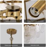 Gold Chandeliers Modern Glass Chandelier, D23.2 inch Round Crystal Pendant Light... - Image 5
