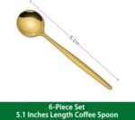 5.1 Inch Coffee & Tea Spoon,6 Pieces Gold Stainless Steel Teaspoon,Mini Spoons F... - Image 3