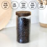 Mason & Fable Ribbed Glass Jars with Wooden Lid 27 fl oz- Set of 3 | Airtight Fl... - Image 4