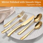 40-Piece Gold Silverware Set, Heavy Duty Stainless Steel Flatware Cutlery Set Se... - Image 4
