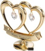 Matashi 24K Gold Plated Anniversary Heart Sculpture with Crystals – Double Heart... - Image 5
