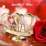 Matashi 24K Gold Plated Anniversary Heart Sculpture with Crystals – Double Heart... - Image 6