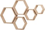 WONFUlity Hexagon Floating Shelves Honeycomb Shelves Wall Mounted Wood Farmhouse... - Image 5
