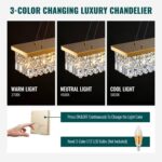 Siljoy 8-Light Modern Crystal Chandelier, 40'' Gold Rectangular K9 Crystal Raind... - Image 6