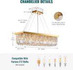 Siljoy 8-Light Modern Crystal Chandelier, 40'' Gold Rectangular K9 Crystal Raind... - Image 7