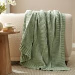 Amélie Home Knit Throw Blanket, Soft Chenille Cozy Breathable Chevron Chunky Dec... - Image 3