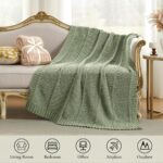 Amélie Home Knit Throw Blanket, Soft Chenille Cozy Breathable Chevron Chunky Dec... - Image 4