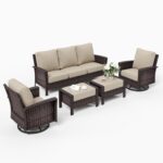 SUNSHINE VALLEY 5 Pieces Patio Furniture Set with Swivel Chairs, High Back Wicke... - Image 5