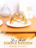 Small Heart Hands Sculpture-Gold Shelf Decor for Living Room, Love Finger Statue... - Image 3
