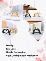 Small Heart Hands Sculpture-Gold Shelf Decor for Living Room, Love Finger Statue... - Image 5