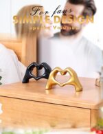 Small Heart Hands Sculpture-Gold Shelf Decor for Living Room, Love Finger Statue... - Image 6