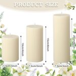 Conelist Ribbed Pillar Candles Set of 3, Width 3" High 4" 6" 8" Large Soy Wax Or... - Image 3