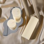 Conelist Ribbed Pillar Candles Set of 3, Width 3" High 4" 6" 8" Large Soy Wax Or... - Image 6