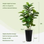 Artificial Fiddle Leaf Fig Plant Indoor 5FT Faux Fig Tree with Mocha Diamond Pla... - Image 6