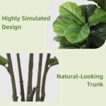Artificial Fiddle Leaf Fig Plant Indoor 5FT Faux Fig Tree with Mocha Diamond Pla... - Image 7