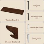Alsonerbay Wood Floating Shelves for Wall 3 Pack, 17 inch Rustic Wall Shelves wi... - Image 6
