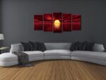 Wieco Art Red Sun Large Modern 5 Panels Seascape Sea Giclee Paintings Canvas Pri... - Image 3
