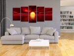 Wieco Art Red Sun Large Modern 5 Panels Seascape Sea Giclee Paintings Canvas Pri... - Image 4