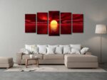 Wieco Art Red Sun Large Modern 5 Panels Seascape Sea Giclee Paintings Canvas Pri... - Image 5