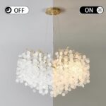 24-Inch Capiz Shell Chandelier, 8-Light Gold Coastal Chandelier, Modern Crystal ... - Image 3
