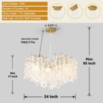 24-Inch Capiz Shell Chandelier, 8-Light Gold Coastal Chandelier, Modern Crystal ... - Image 4