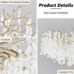 24-Inch Capiz Shell Chandelier, 8-Light Gold Coastal Chandelier, Modern Crystal ... - Image 5