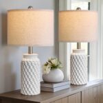 USumkky 20.5" White Modern Ceramic Bedside Lamps Set of 2, Small Table Lamp for ... - Image 5