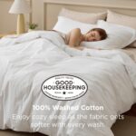 Bedsure 100% Washed Cotton Duvet Cover Queen Size - Natural White Minimalist Bed... - Image 3