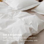 Bedsure 100% Washed Cotton Duvet Cover Queen Size - Natural White Minimalist Bed... - Image 4