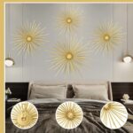 Shimeyao 4 Pcs Metal Starburst Wall Decor Gold Metal Wall Art 3D Spike Bling Fin... - Image 5