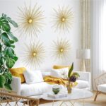 Shimeyao 4 Pcs Metal Starburst Wall Decor Gold Metal Wall Art 3D Spike Bling Fin... - Image 6