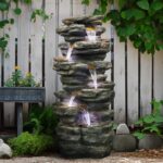 SunJet 40" High 6-Tiers Cascading Rock Outdoor Water Fountain with LED Lights - ... - Image 2