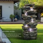 SunJet 40" High 6-Tiers Cascading Rock Outdoor Water Fountain with LED Lights - ... - Image 3
