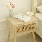 AWASEN Rattan Nightstand, Bedside Table with Rattan Drawer, Wood End Table with ... - Image 5