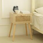 AWASEN Rattan Nightstand, Bedside Table with Rattan Drawer, Wood End Table with ... - Image 6