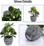Artificial Potted Plant, Real Touch Artificial Oak Leaves Waterproof Fake Plants... - Image 3