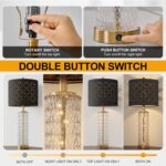 Oneach 27.75" Modern Table Lamps Set of 2, Gold Bedside Lamp with Crystal Nightl... - Image 4