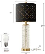 Oneach 27.75" Modern Table Lamps Set of 2, Gold Bedside Lamp with Crystal Nightl... - Image 6