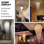 Modern Large Crystal Chandelier for High Ceilings, Raindrop Round Large Foyer Ch... - Image 4