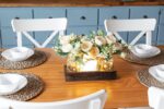 Mkono Mason Jar Lights Centerpiece Table Decor for Dining Room Farmhouse Wood Tr... - Image 4