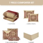 Grand Avenue Wine Gold Jacquard Comforter Set,Size Queen, 7 Piece, Burgundy Home... - Image 5