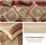 Grand Avenue Wine Gold Jacquard Comforter Set,Size Queen, 7 Piece, Burgundy Home... - Image 6