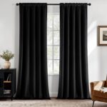 MIULEE Black Velvet Blackout Curtains 84 Inch Long Luxury Super Soft Thermal Ins... - Image 3