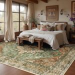 RELEANY Area Rugs 8'x10' Washable Non-Slip, Floral Vintage Distress Print Patter... - Image 4