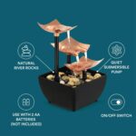 Homedics Tabletop Water Fountain, 3 Tier Indoor Waterfall Fountain with Natural ... - Image 5