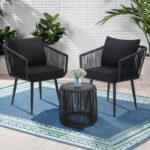 Kromax 3 Pieces Patio Rattan Bistro Conversation Set, Outdoor All-Weather Wicker... - Image 3