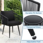 Kromax 3 Pieces Patio Rattan Bistro Conversation Set, Outdoor All-Weather Wicker... - Image 4