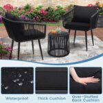 Kromax 3 Pieces Patio Rattan Bistro Conversation Set, Outdoor All-Weather Wicker... - Image 5