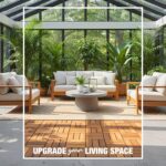 Premium Acacia Wood Interlocking Deck Tiles, 9 PCS 12"x12"x0.9" Patio Flooring, ... - Image 5
