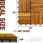 Premium Acacia Wood Interlocking Deck Tiles, 9 PCS 12"x12"x0.9" Patio Flooring, ... - Image 6
